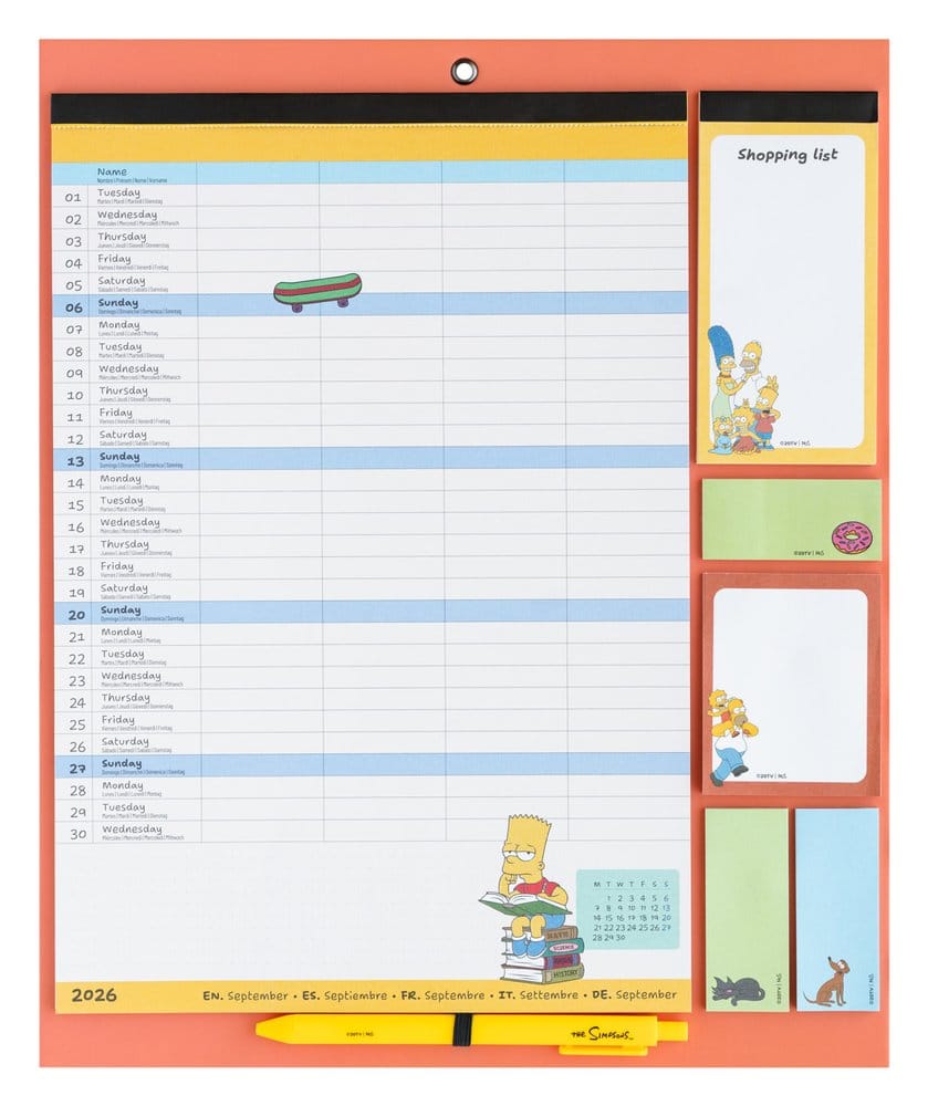 The Simpsons Planner Magnetico 2026/27 30x35 cm - Grupo Erik