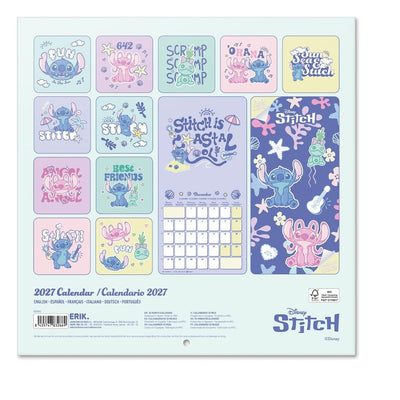 Calendario da Parete Disney Stitch 2027 30 x 30 cm Grupo Erik