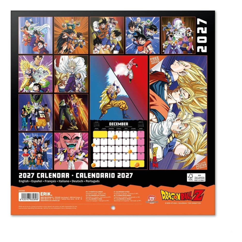 Calendario da parete Dragon Ball 2027 30 x 30 cm Grupo Erik