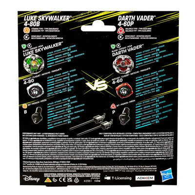 Beyblade X e Star Wars Collab Luke Skywalker 4-80B vs. Darth Vader 4-60B, set multipack Hasbro