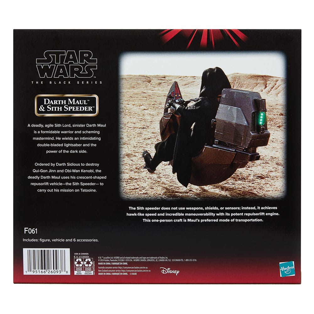 Star Wars Episode I Black Series Veicolo con Action Figure Darth Maul e Sith Speeder 25° Anniversario Hasbro