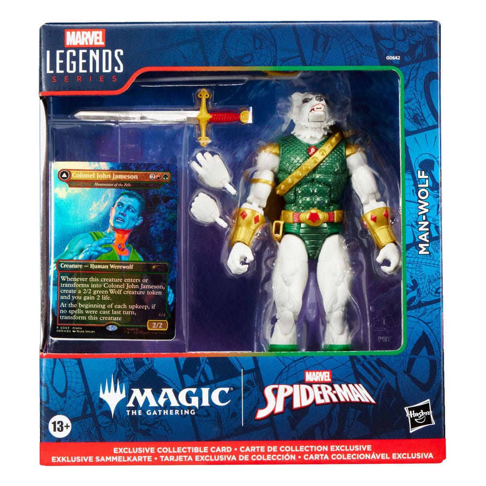 Action Figure Marvel Legends Magic: The Gathering Man-Wolf con carta foil esclusiva, 15 cm, Hasbro