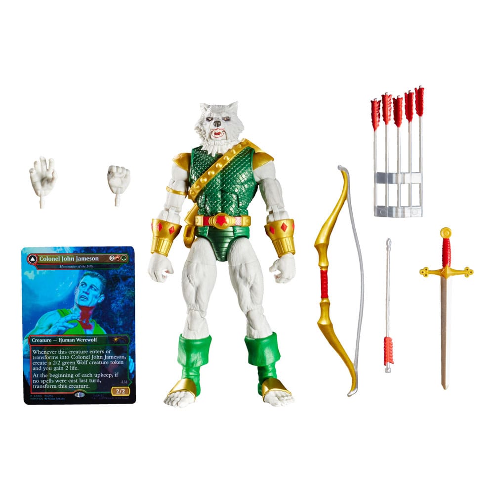 Action Figure Marvel Legends Magic: The Gathering Man-Wolf con carta foil esclusiva, 15 cm, Hasbro
