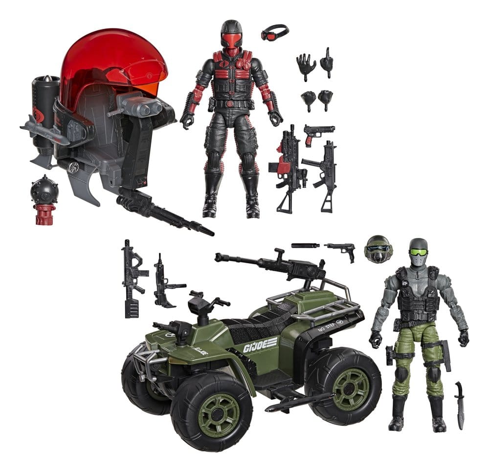G.I. Joe Classified Series Action Figure e Veicolo Snake Eyes & Varmint ATV contro Stealth Viper & Cobra Stealth Flight Pod (Trubble Bubble) 15 cm Hasbro