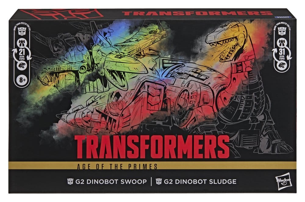 Transformers Age of the Primes Leader Class Action Figure 2-Pack G2 Dinobot Swoop e G2 Dinobot Sludge 19 cm