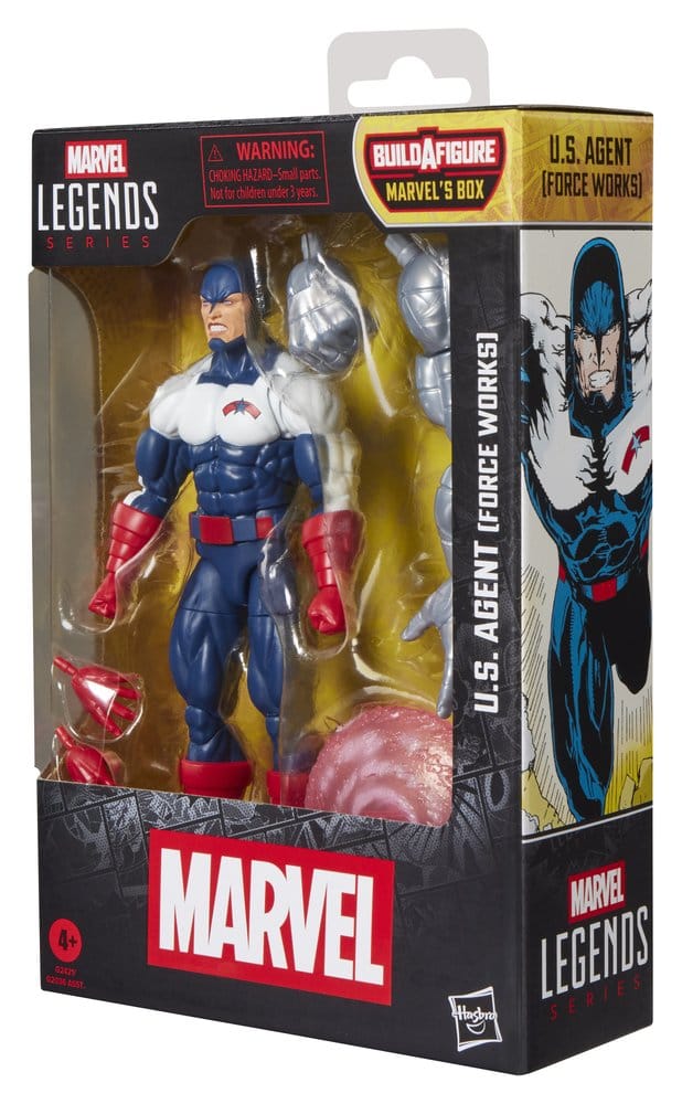 Action Figure Marvel Legends U.S. Agent (Force Works) con pezzi Build-A-Figure, Hasbro, 15 cm