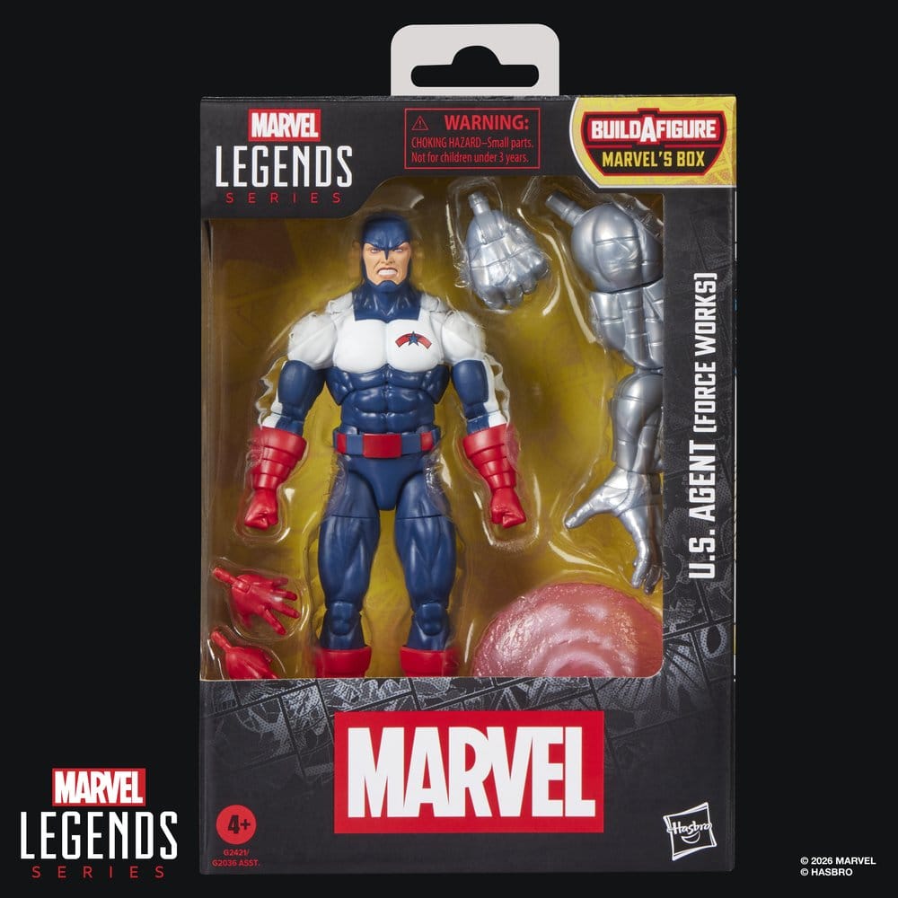Action Figure Marvel Legends U.S. Agent (Force Works) con pezzi Build-A-Figure, Hasbro, 15 cm