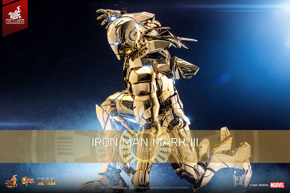 Iron Man Mark III (Gold Color Version) Action Figure 1/6 Diecast Hot Toys Exclusive 33 cm