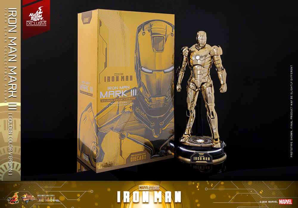Iron Man Mark III (Gold Color Version) Action Figure 1/6 Diecast Hot Toys Exclusive 33 cm