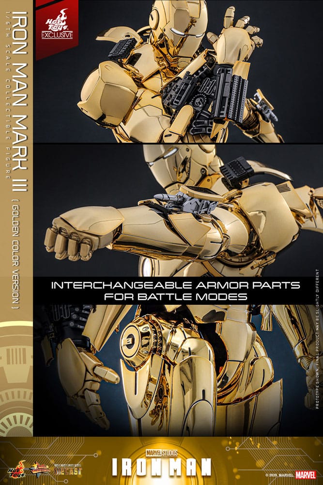 Iron Man Mark III (Gold Color Version) Action Figure 1/6 Diecast Hot Toys Exclusive 33 cm