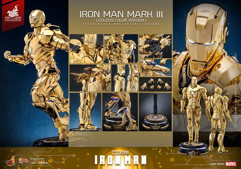Iron Man Mark III (Gold Color Version) Action Figure 1/6 Diecast Hot Toys Exclusive 33 cm