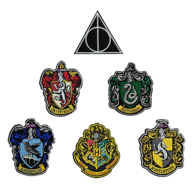 Toppe ricamate Harry Potter Stemmi delle Case, confezione da 6 - Cinereplicas