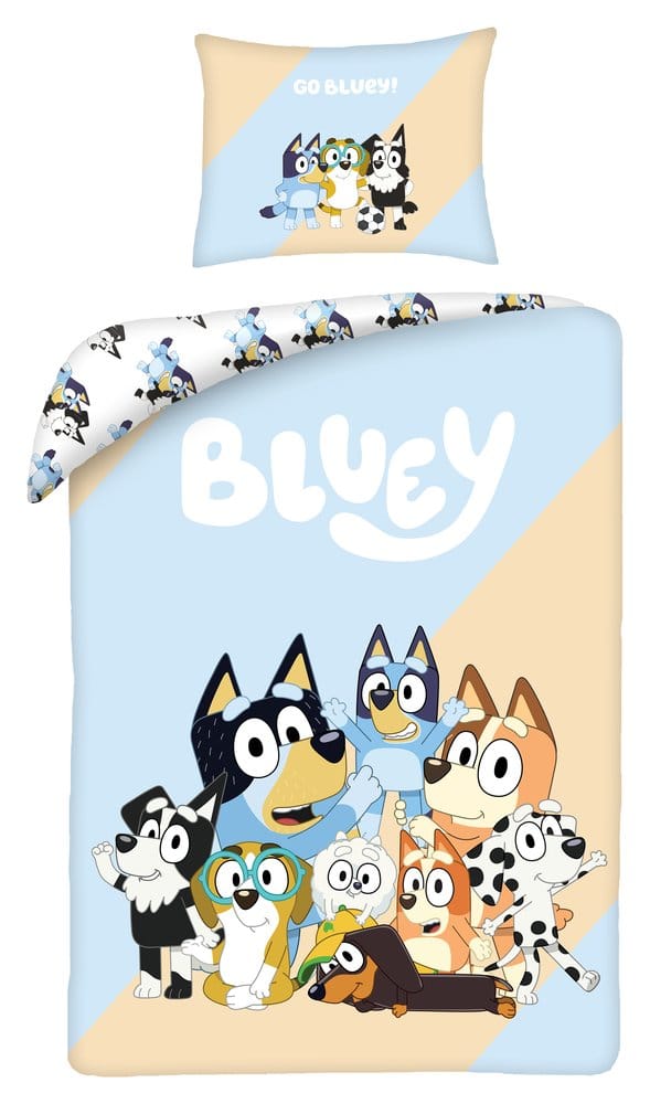 Copripiumino Bluey Go Bluey 160 x 200 cm con Federa 70 x 80 cm Halantex
