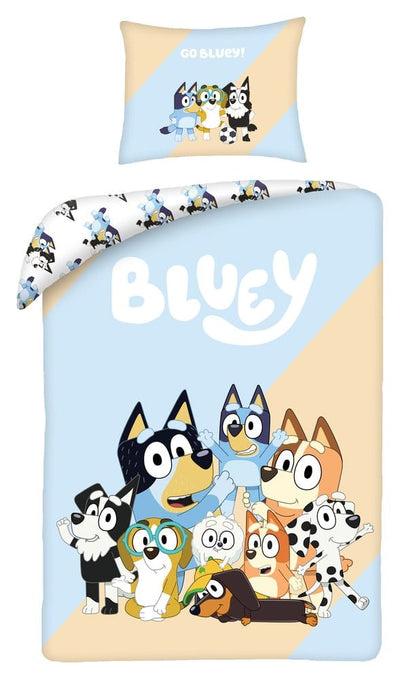 Copripiumino Bluey Go Bluey 160 x 200 cm con Federa 70 x 80 cm Halantex