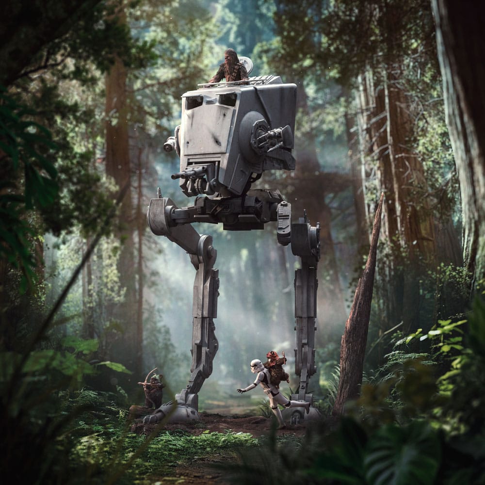 Star Wars Demi Art Scale Statua 1/20 AT-ST e Chewbacca 53 cm - Iron Studios