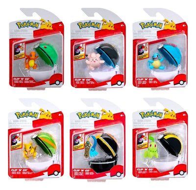 Pokémon Clip 'n' Go Minifigure Poké Ball assortimento da 6 - Jazwares