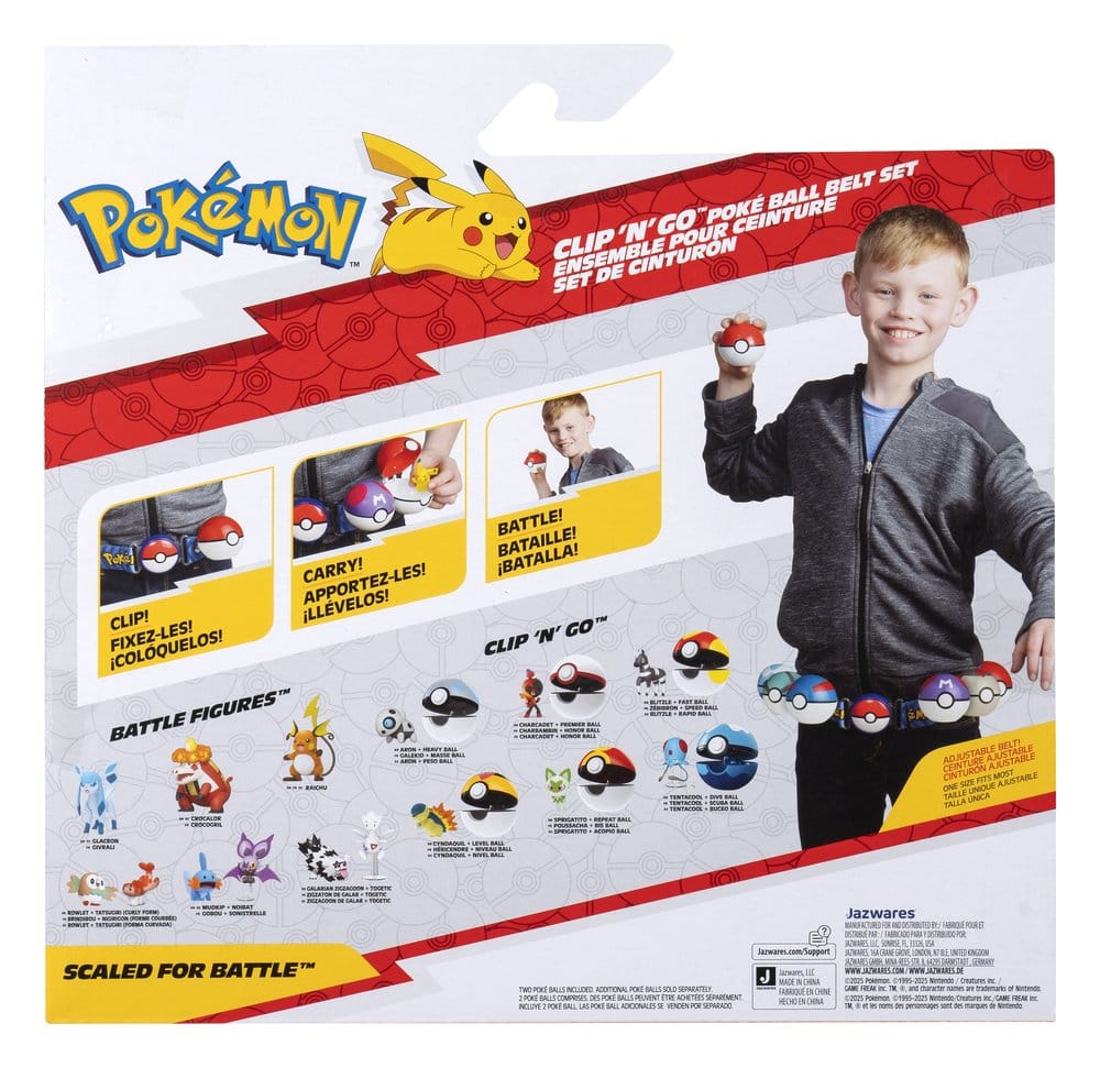 Pokémon Clip 'n' Go Cintura con Accessori, Assortimento da 4 Set - Jazwares