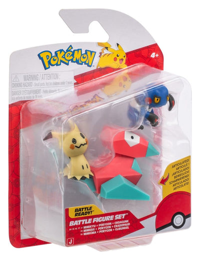 Pokémon Action Figure 3-Pack Mimikyu, Porygon e Croagunk - Jazwares