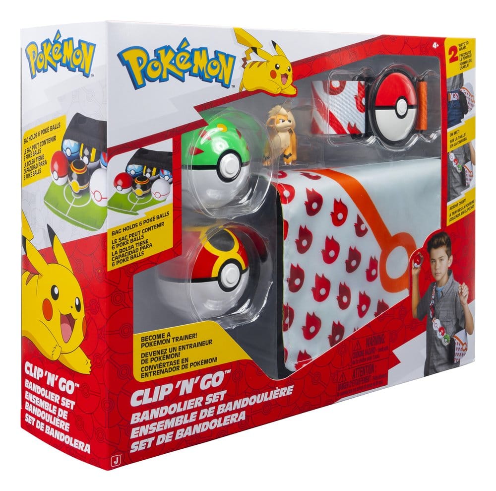 Pokémon Clip 'n' Go Bandolier Set con Growlithe, set di action toy Jazwares