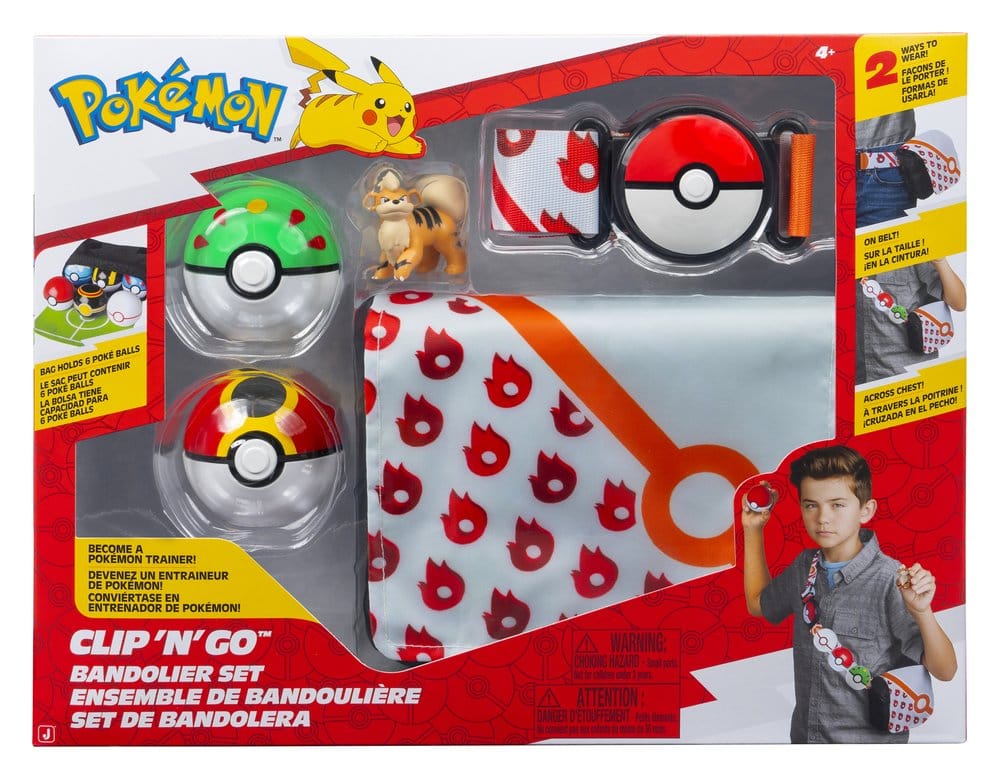 Pokémon Clip 'n' Go Bandolier Set con Growlithe, set di action toy Jazwares