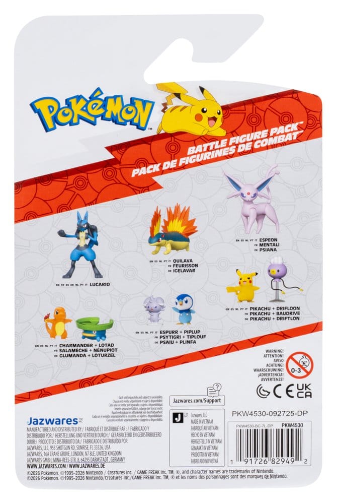 Pokémon Action Figure 2 Pezzi Espurr e Piplup - Jazwares