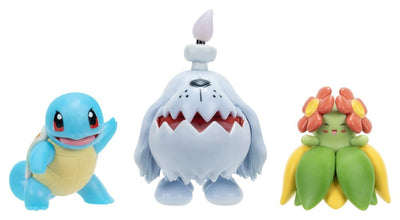 Pokémon Action Figure 3 Pezzi Squirtle, Greavard e Bellossom - Jazwares