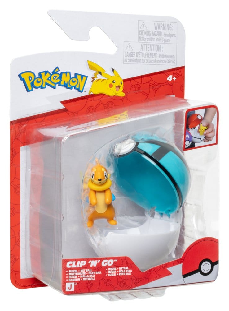 Action Figure Pokémon Clip 'n' Go Buizel con Net Ball Jazwares