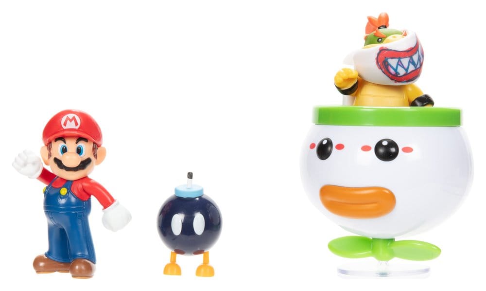 World of Nintendo Mini Figure 2-Pack Mario e Bowser Jr. Clown Car 6 cm - Jakks Pacific