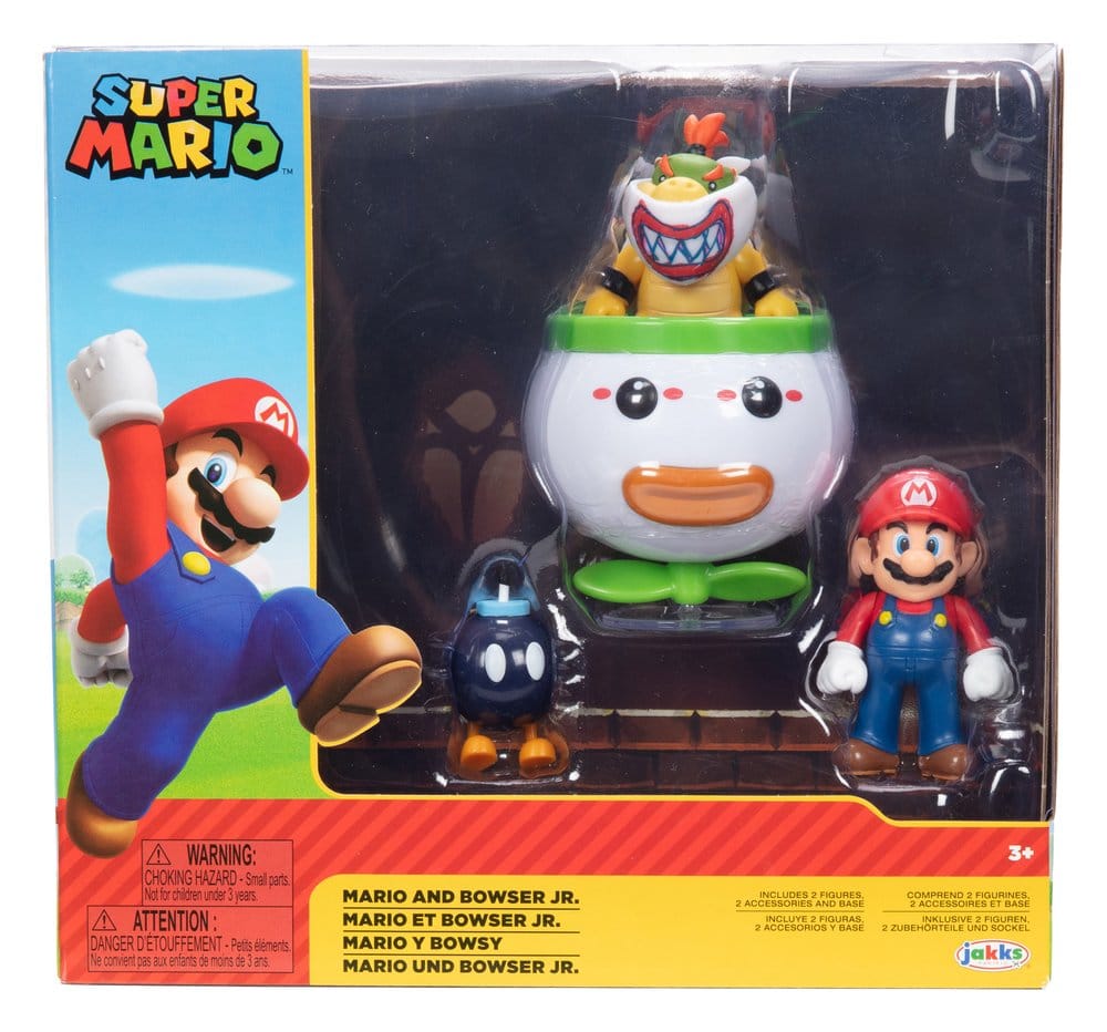 World of Nintendo Mini Figure 2-Pack Mario e Bowser Jr. Clown Car 6 cm - Jakks Pacific