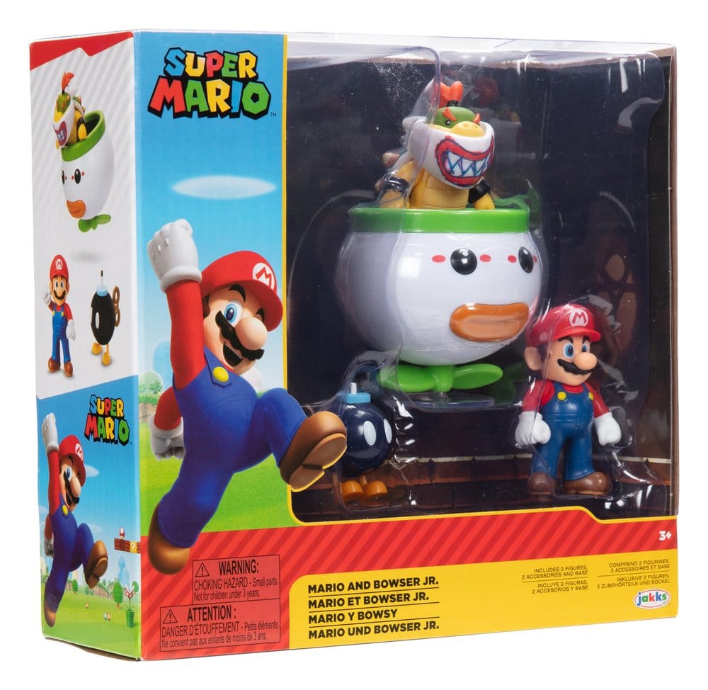 World of Nintendo Mini Figure 2-Pack Mario e Bowser Jr. Clown Car 6 cm - Jakks Pacific