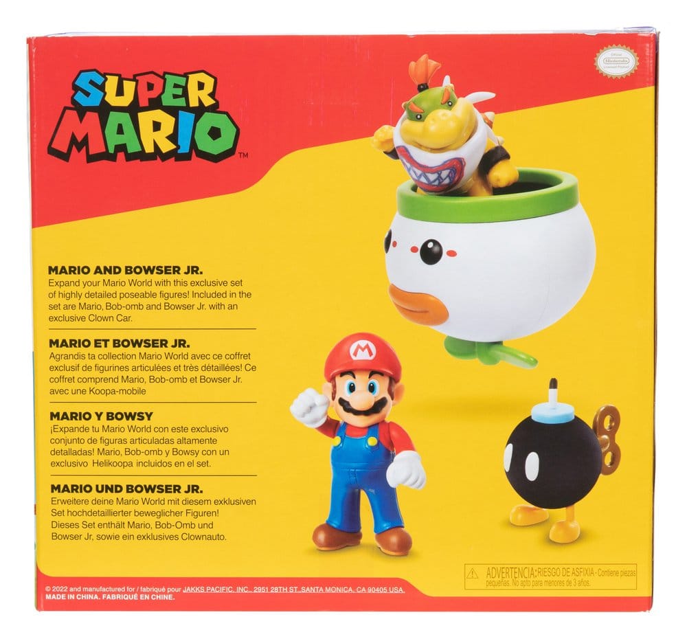 World of Nintendo Mini Figure 2-Pack Mario e Bowser Jr. Clown Car 6 cm - Jakks Pacific