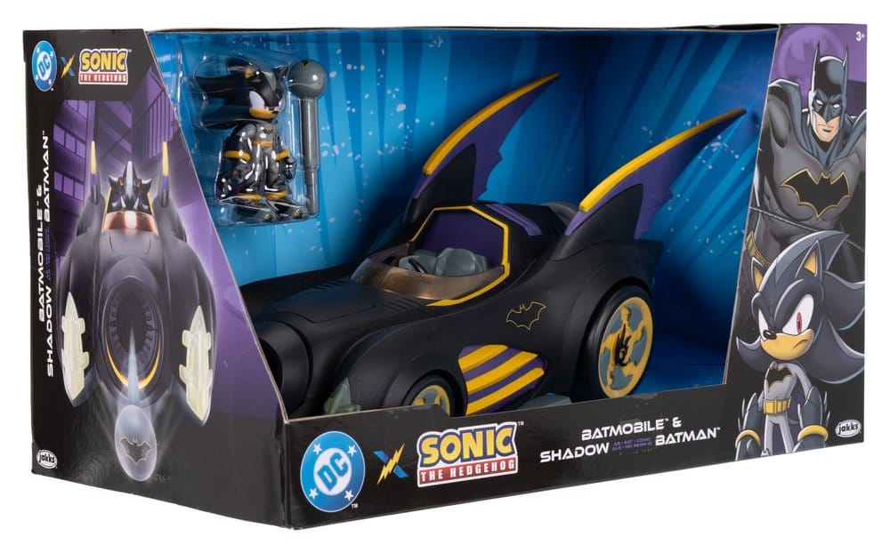 DC x Sonic - Action Figure Shadow Batman con Batmobile 6 cm - Jakks Pacific