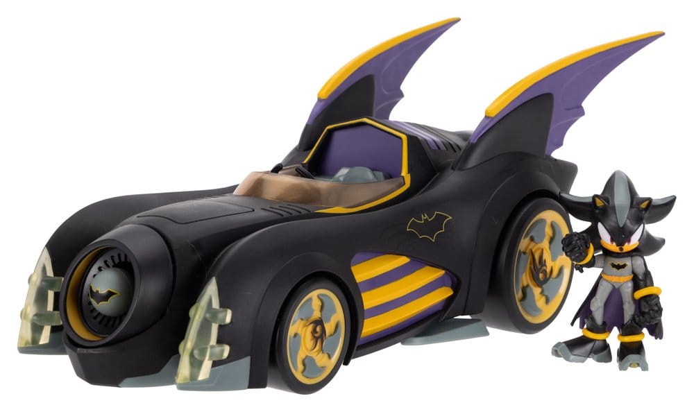 DC x Sonic - Action Figure Shadow Batman con Batmobile 6 cm - Jakks Pacific