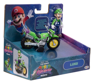 Super Mario Galaxy Movie Action Figure Luigi con Moto a Trazione 6 cm - Jakks Pacific