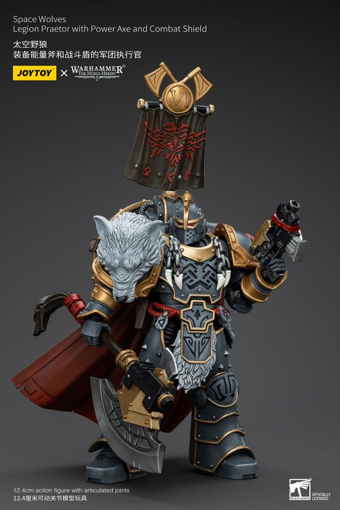 Warhammer The Horus Heresy Action Figure 1/18 Space Wolves Legion Praetor con Ascia Energetica e Scudo da Combattimento 12 cm Joy Toy