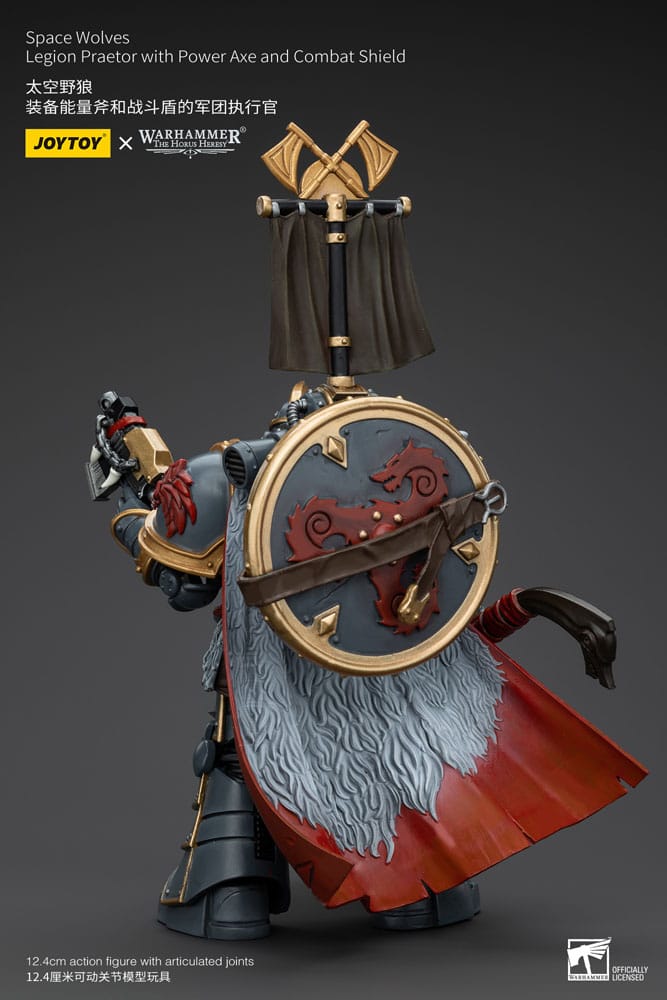 Warhammer The Horus Heresy Action Figure 1/18 Space Wolves Legion Praetor con Ascia Energetica e Scudo da Combattimento 12 cm Joy Toy