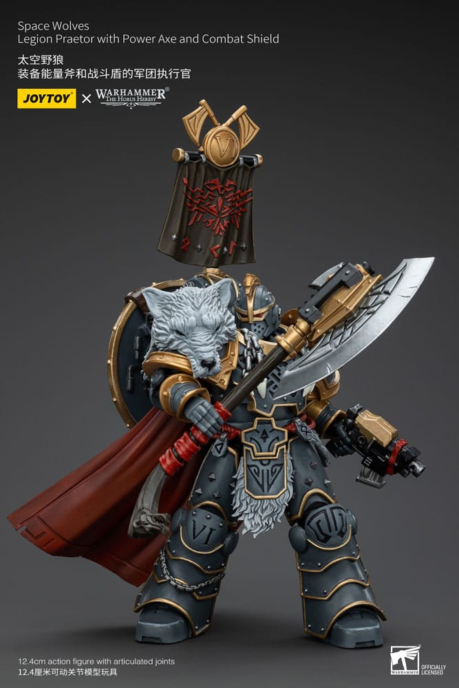 Warhammer The Horus Heresy Action Figure 1/18 Space Wolves Legion Praetor con Ascia Energetica e Scudo da Combattimento 12 cm Joy Toy