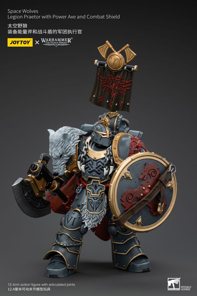 Warhammer The Horus Heresy Action Figure 1/18 Space Wolves Legion Praetor con Ascia Energetica e Scudo da Combattimento 12 cm Joy Toy