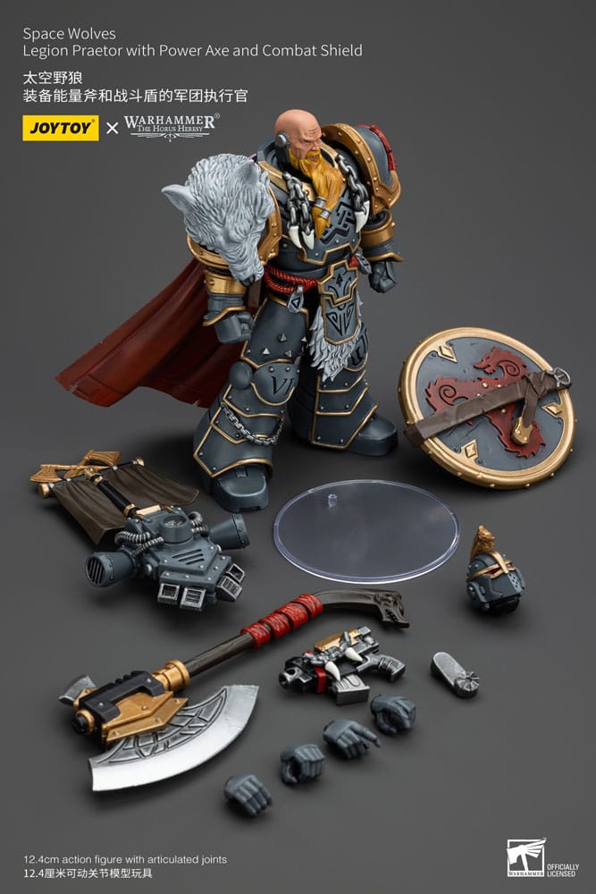 Warhammer The Horus Heresy Action Figure 1/18 Space Wolves Legion Praetor con Ascia Energetica e Scudo da Combattimento 12 cm Joy Toy