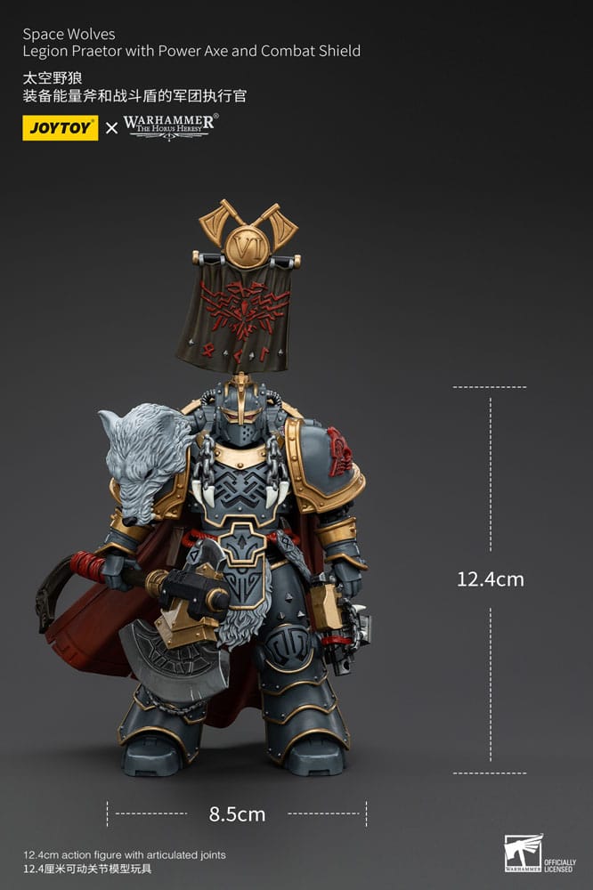Warhammer The Horus Heresy Action Figure 1/18 Space Wolves Legion Praetor con Ascia Energetica e Scudo da Combattimento 12 cm Joy Toy