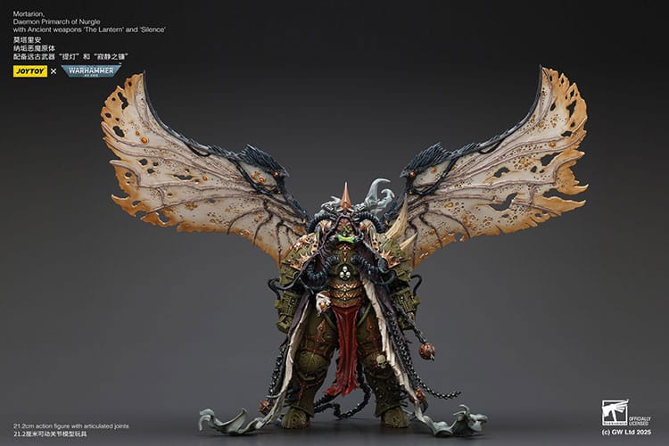 Warhammer 40k Action Figure 1/18 Mortarion Daemon Primarch of Nurgle con armi antiche The Lantern e Silence 21 cm Joy Toy