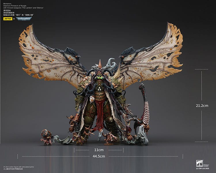 Warhammer 40k Action Figure 1/18 Mortarion Daemon Primarch of Nurgle con armi antiche The Lantern e Silence 21 cm Joy Toy