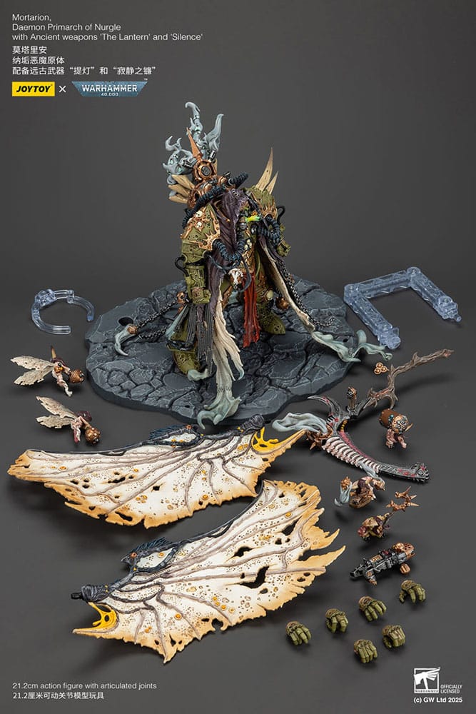 Warhammer 40k Action Figure 1/18 Mortarion Daemon Primarch of Nurgle con armi antiche The Lantern e Silence 21 cm Joy Toy