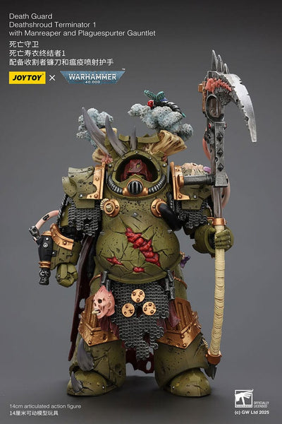 Warhammer 40k Action Figure 1/18 Death Guard Deathshroud Terminator 1 con Manreaper e Plaguespurter Gauntlet 14 cm - Joy Toy