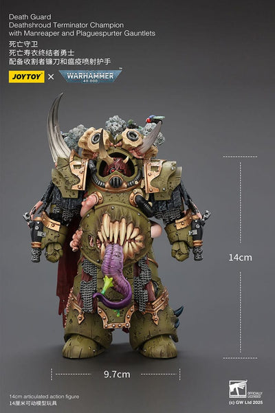 Warhammer 40k Action Figure 1/18 Death Guard Deathshroud Terminator 1 con Manreaper e Plaguespurter Gauntlet 14 cm - Joy Toy