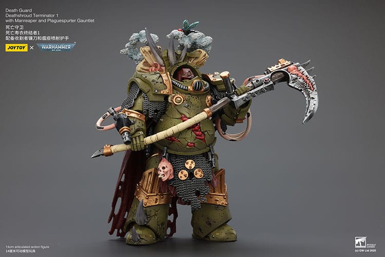 Warhammer 40k Action Figure 1/18 Death Guard Deathshroud Terminator 1 con Manreaper e Plaguespurter Gauntlet 14 cm - Joy Toy