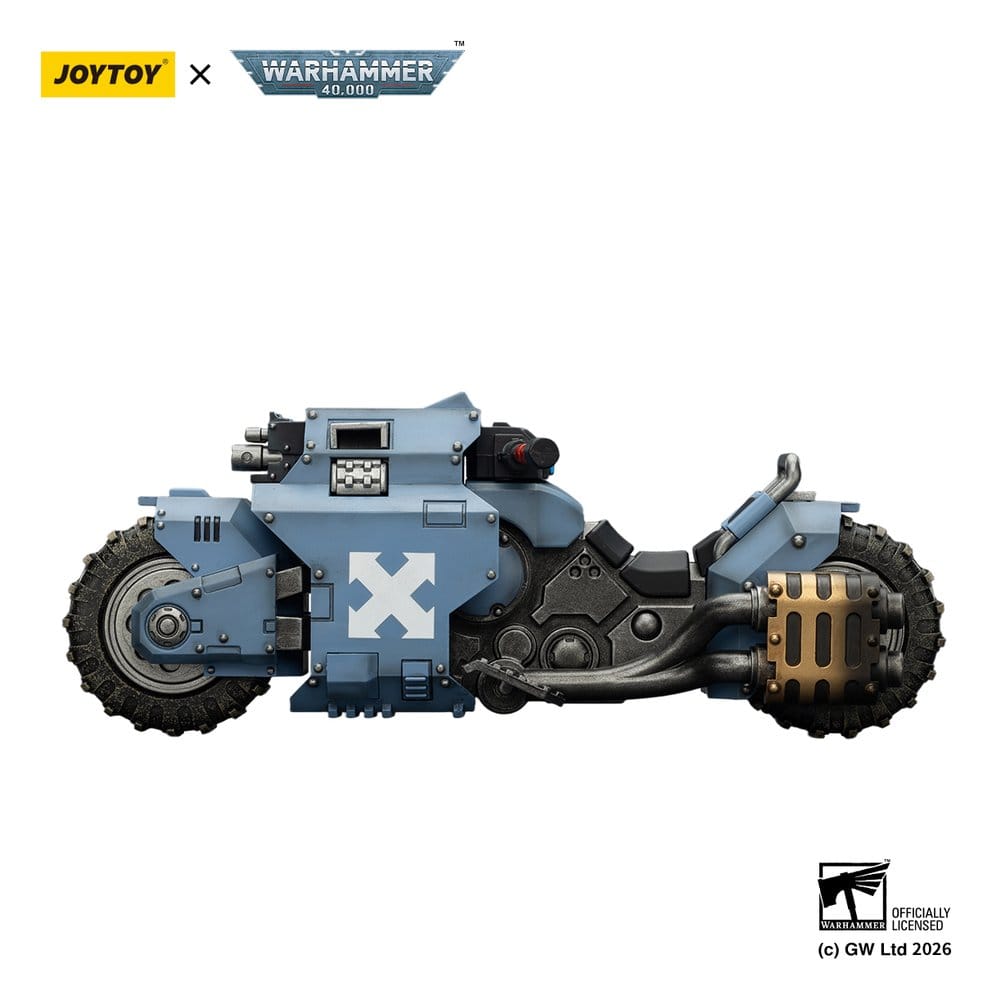 Warhammer 40,000 Action Figure Raider-pattern Combat Bike Space Wolves con Bolt Rifle Gemelli 22 cm Joy Toy