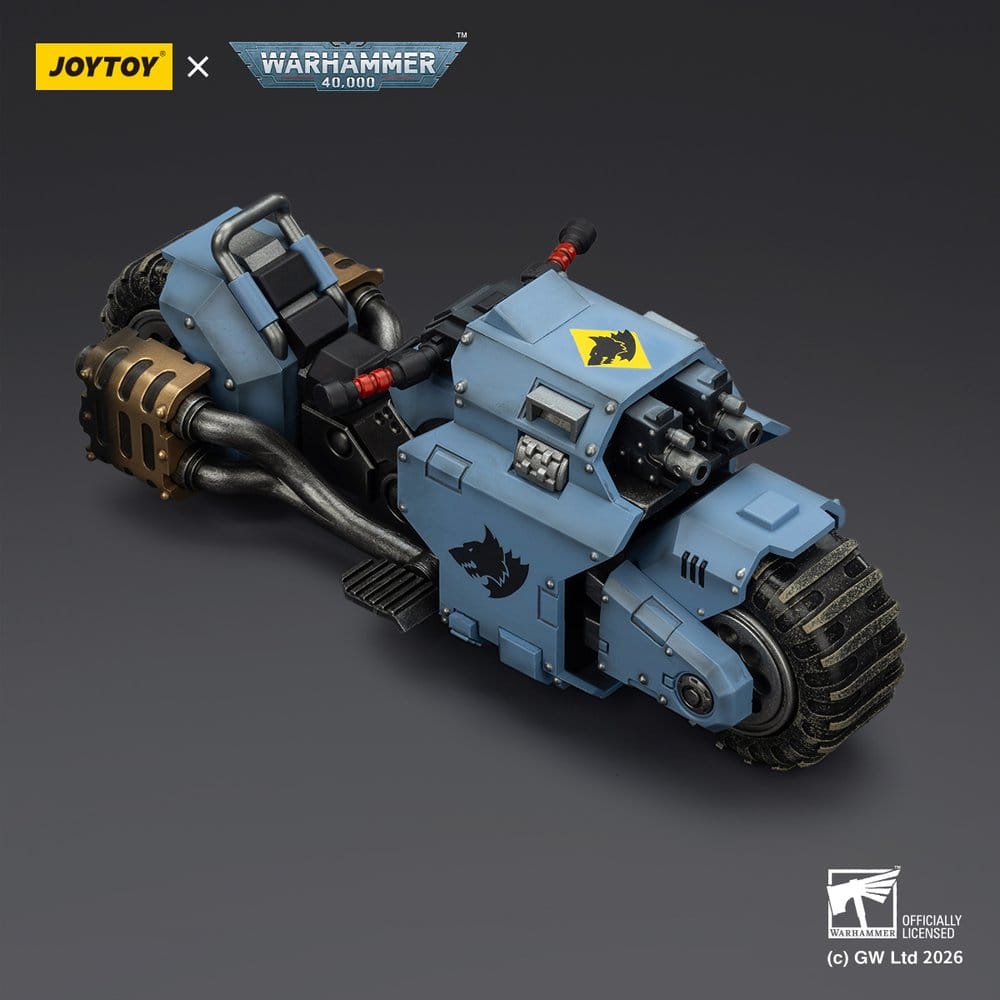 Warhammer 40,000 Action Figure Raider-pattern Combat Bike Space Wolves con Bolt Rifle Gemelli 22 cm Joy Toy