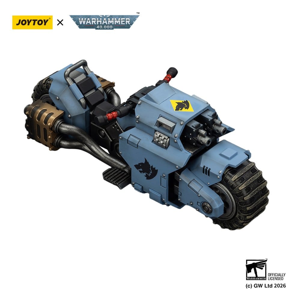 Warhammer 40,000 Action Figure Raider-pattern Combat Bike Space Wolves con Bolt Rifle Gemelli 22 cm Joy Toy