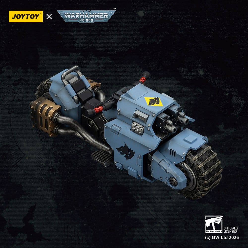 Warhammer 40,000 Action Figure Raider-pattern Combat Bike Space Wolves con Bolt Rifle Gemelli 22 cm Joy Toy